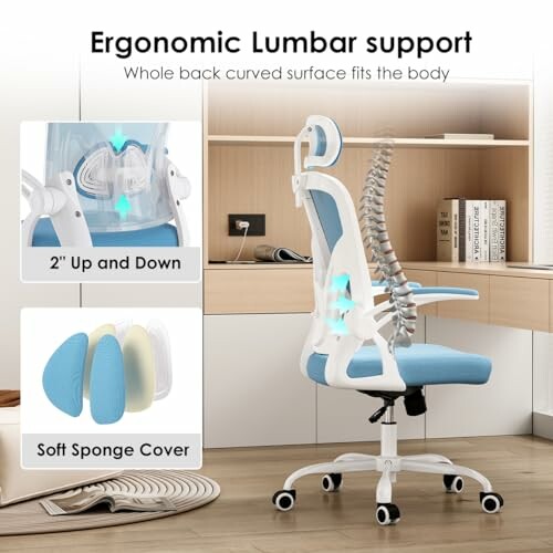 Ergonomic office chair with lumbar support and soft sponge cover.