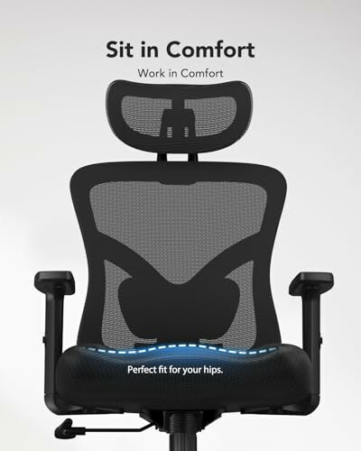 Ergonomic office chair with mesh back and adjustable headrest